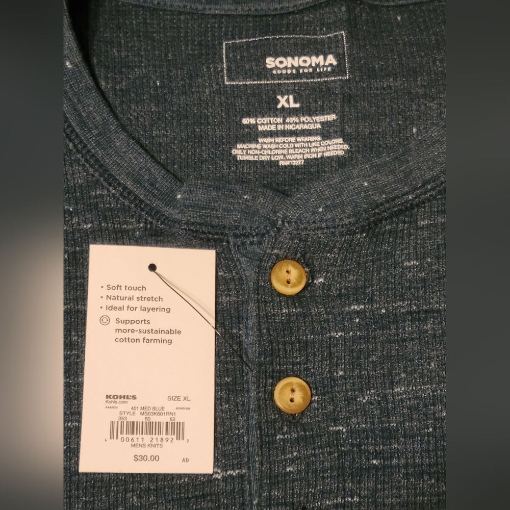 SONOMA LONG SLEEVE SHIRT. MENS XL. - Picture 2 of 3